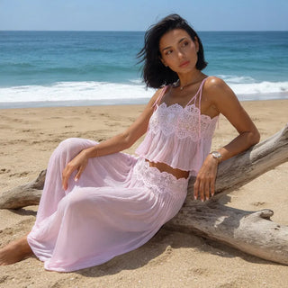 Conjunto Maria de Verão com Renda Vazada